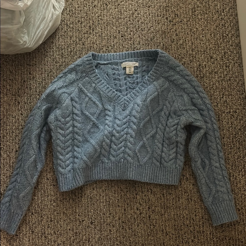 Blue Cable Knit Sweater